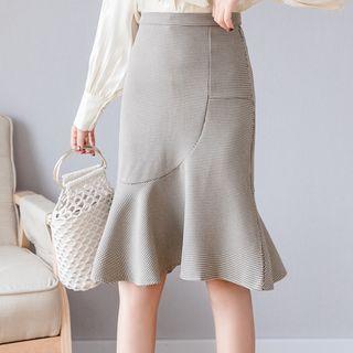 Houndstooth Fitted Mermaid Skirt