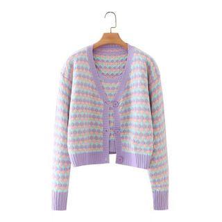 Color Block Striped Cardigan / Tank Top