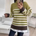 Mockneck Striped Sweater