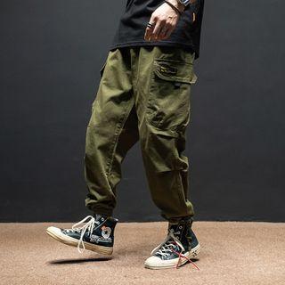 Workwear Tie-hem Cargo Wide Pants