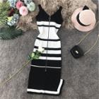 Sleeveless Striped Midi Knit Dress