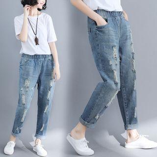 Ripped Loose-fit Denim Pants