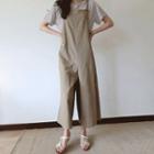 Set: Round-neck Stripe T-shirt + Jumpsuit