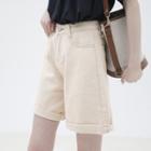 High-waist Denim Cargo Straight-cut Shorts