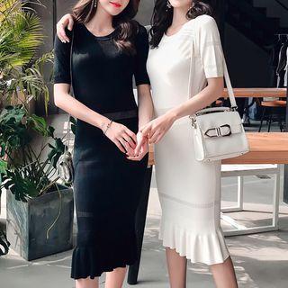 Short-sleeve Knit Midi Mermaid Dress