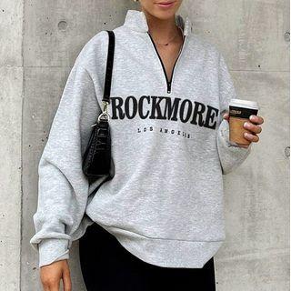 Lettering Zip Collared Sweatshirt