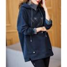 Mock Two-piece Letter Embellished Hoodie