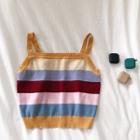 Color-block Striped Knit Tank Top As Figure - One Size