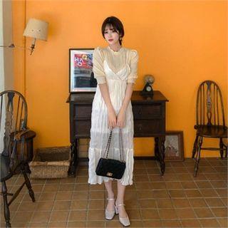 Sleeveless Crinkled Long Empire Dress