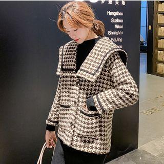 Houndstooth Buttoned Jacket Coffee - One Size