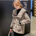 Houndstooth Buttoned Jacket Coffee - One Size