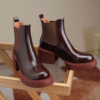 Platform Chunky Heel Short Chelsea Boots