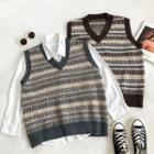 Color-block Striped V-neck Vest