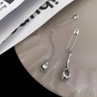 Safety Pin Drop Earring 1 Pr - Silver - One Size