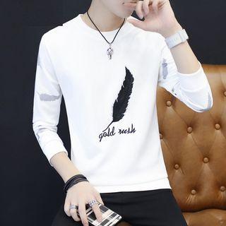 Feather Embroidered Long-sleeve T-shirt