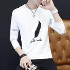 Feather Embroidered Long-sleeve T-shirt