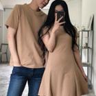 Couple Matching Short-sleeve T-shirt / A-line Mini Dress