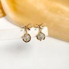 Faux Gemstone Ribbon Sterling Silver Dangle Earring 1 Pair - Earrings - S925 Silver - Bow - Gold - One Size