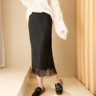 Lace Trim Ribbed Knit Skirt