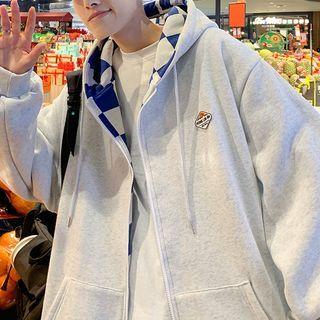 Two Way Check Print Zip Hoodie