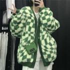 Checkered Fluffy Cardigan