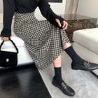 Checkered Asymmetrical Midi Pencil Skirt