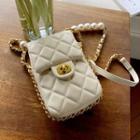 Faux-pearl Trim Quilted Crossbody Bag