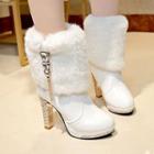 High-heel Platform Embellished Short Boots