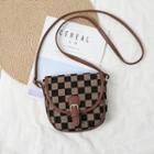 Checkered Flap Crossbody Bag Light Brown - One Size