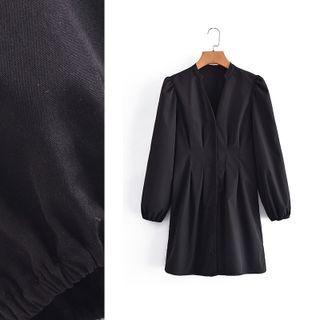 Puff Sleeve Ruched Shirtdress