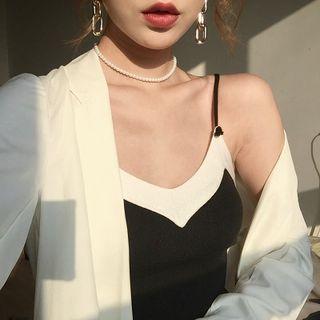 Color-block Slim-fit Knit Camisole Top