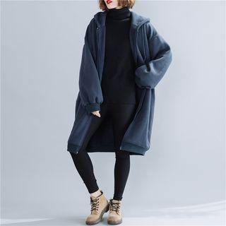 Plain Hoodie Dress Navy Blue - One Size