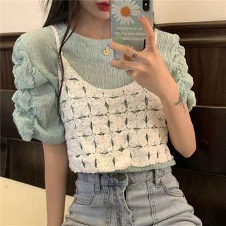 Puff Short-sleeve Top / Pointelle Camisole Top