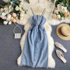 Spaghetti Strap Denim Sheath Dress