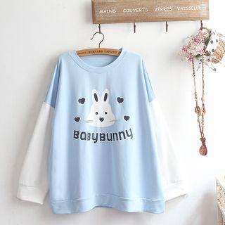 Cartoon Printed Sweatshirt Light Blue - One Size