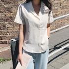 Pocket-front Linen Blend Shirt Ivory - One Size