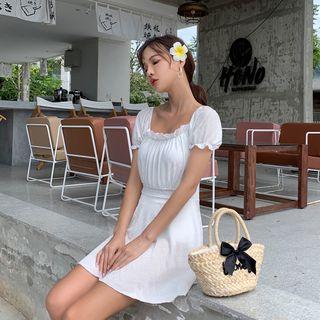 Ruffle Short-sleeve Swim Dress