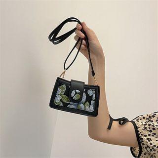 Floral Print Crossbody Bag Floral - Black - One Size