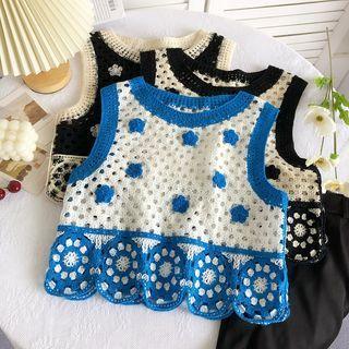 Two-tone Crochet Knit Tank Top