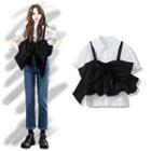 Puff-sleeve Shirt / Bow Camisole Top
