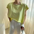 Plain Square Neck Asymmetrical Top