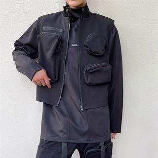 Pocket-front Zip Cropped Vest