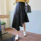 Asymmetric-hem Satin Long Skirt