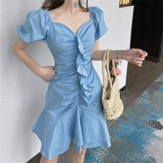 Ruffle Trim Plain Mermaid Skirt