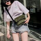 Buttoned Canvas Crossbody Bag