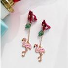 Alloy Flamingo & Flower Dangle Earring