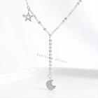 Rhinestone Crescent Stud Earring Bracelet - Star & Moon - 925 Silver