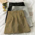 High-waist Faux Leather A-line Mini Skirt