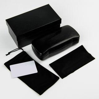 Set: Plain Eyeglasses Case + Cleaning Cloth + Drawstring Pouch