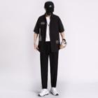Lettering Shirt / T-shirt / Straight Leg Pants / Set